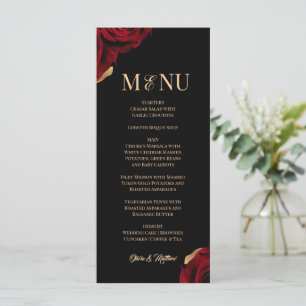 Elegant Burgundy Black Gold Wedding  Menu
