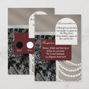Elegant Burgundy Black Lace Wedding Dress Code  Enclosure Card