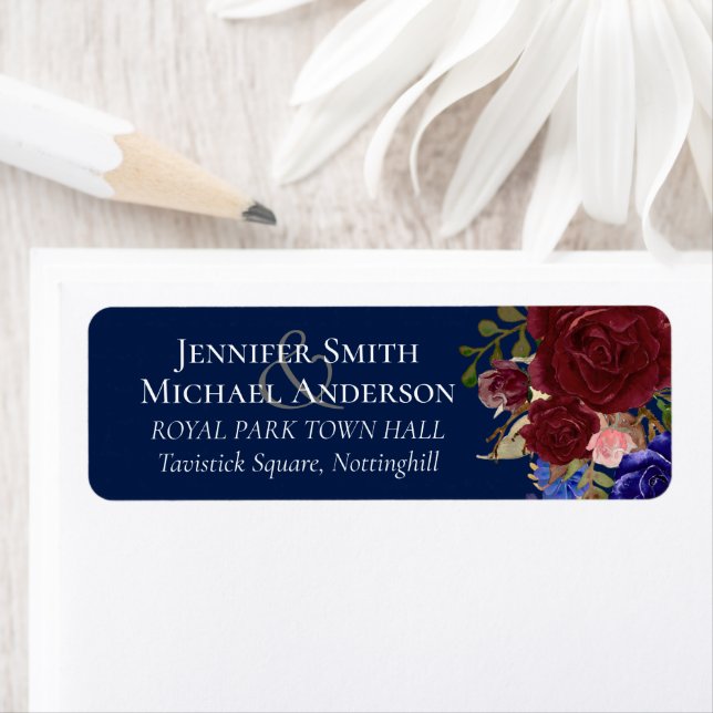 Elegant Burgundy Blue Floral Wedding Budget (Insitu)