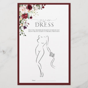 Elegant Burgundy Blush Floral Bridal Shower Game