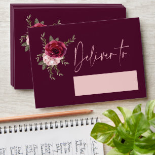 Elegant Burgundy Blush Floral Wedding Envelope