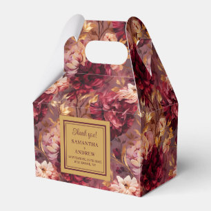 Elegant Burgundy Blush Gold Boho Wedding Favour Bo Favor Box
