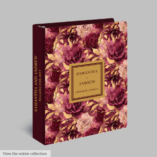 Élégant Burgundy Blush Gold Mariage Classeur