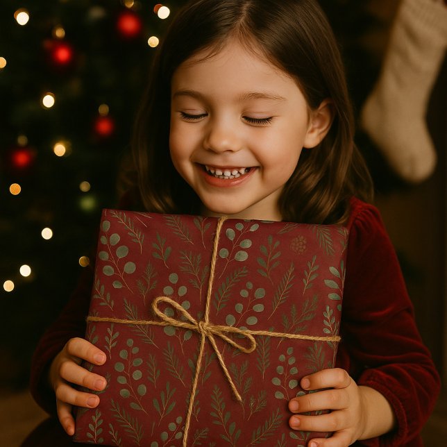 Elegant Burgundy Botanical Holiday  Tissue Paper (Creator Uploaded)