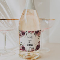 Elegant Burgundy Bridal Shower Sparkling Wine Labe