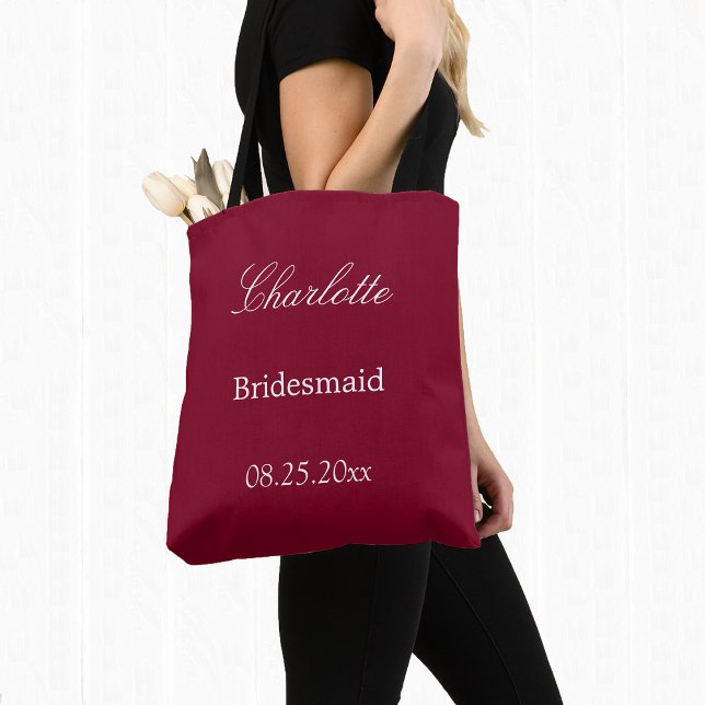 Elegant Burgundy Bridesmaid Tote Bag (Creator Uploaded)