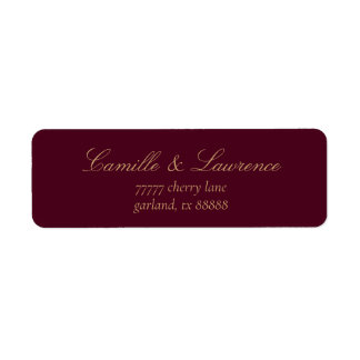 Elegant Burgundy Champagne Wedding Return Address
