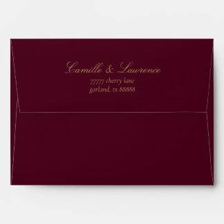Elegant Burgundy Champagne Wedding Return Address Envelope
