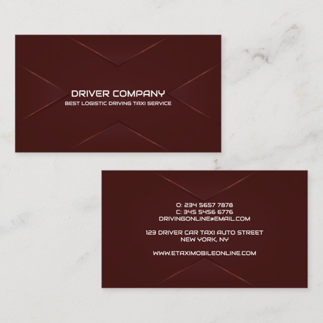 Elegant Burgundy Chauffeur Driver Business Card (Front/Back)