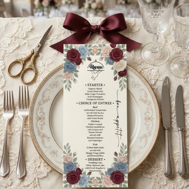 Elegant Burgundy Chic Wedding Menu (Creator Uploaded)
