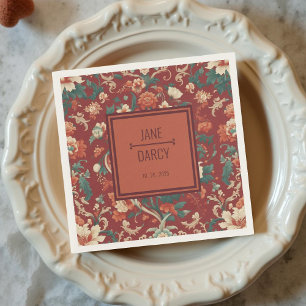 Elegant Burgundy Chinoiserie Victorian Wedding  Napkin