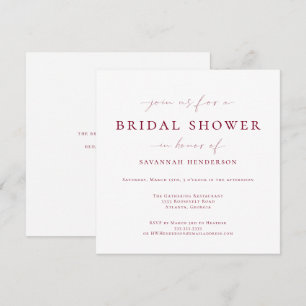 Elegant Burgundy Classic Bridal Shower Invitation