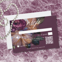 Elegant Burgundy Classic Moody Floral Wedding QR
