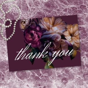 Elegant Burgundy Classic Moody Floral Wedding Thank You Card