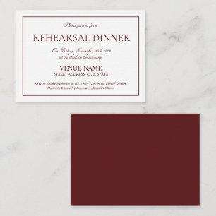 Elegant Burgundy Classic Script Rehearsal Enclosure Card