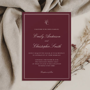 Elegant Burgundy Classic Wedding Invitation