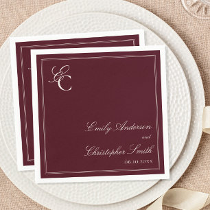 Elegant Burgundy Classic Wedding Napkin