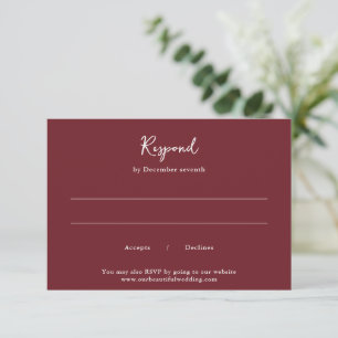 Elegant Burgundy Clean Wedding RSVP Card