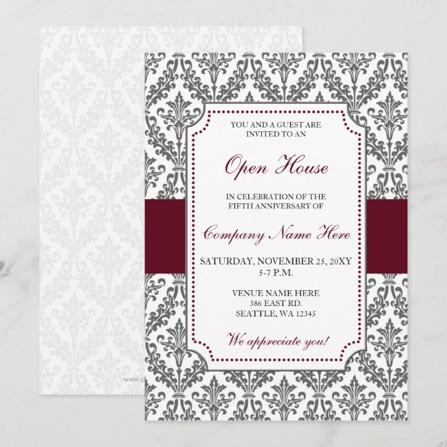Elegant Burgundy Corporate party Invitation (Front/Back)