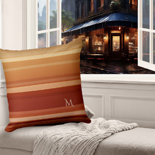 Elegant Burgundy Cream Striped Pattern Pillow