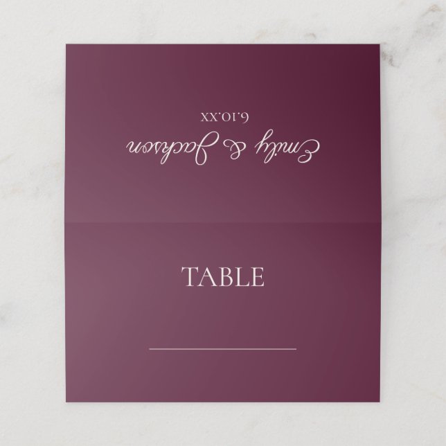 Elegant Burgundy Cream Wedding Place Card (Outside Unfolded)