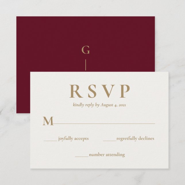 Elegant Burgundy Cream Wedding RSVP Card (Front/Back)