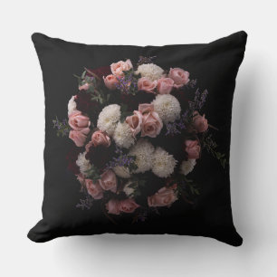 Elegant burgundy creamy Floral Throw Pillow