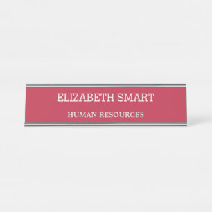 Elegant Burgundy Customizable Desk Name Plate