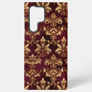 Elegant Burgundy Damask - Vintage Baroque Floral Samsung Galaxy Case