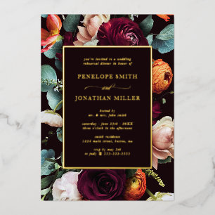 Elegant Burgundy Eucalyptus Gold Floral Rehearsal