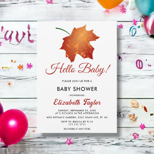 Elegant Burgundy Fall Leaves Autumn Baby Shower Invitation