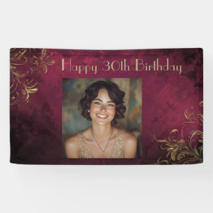 Elegant Burgundy & Faux Gold Banner