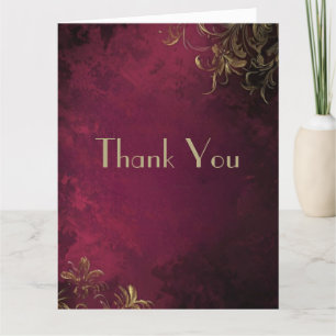 Elegant Burgundy & Faux Gold Thank You Card