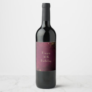 Elegant Burgundy & Faux Gold Wine Label