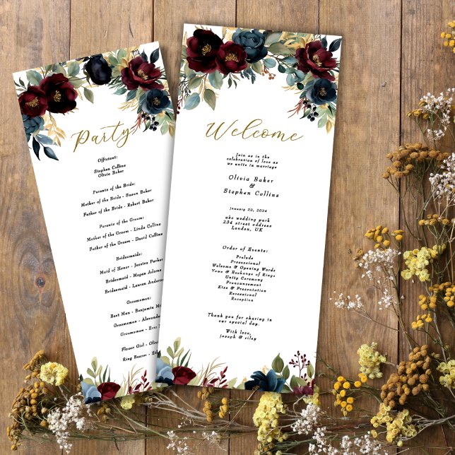 Elegant Burgundy Floral Blooms & Greenery Program (Creator Uploaded)