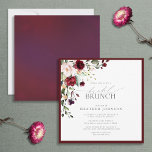 Elegant Burgundy Floral Botanical Bridal Brunch Invitation<br><div class="desc">Modern, elegant square bridal shower (brunch) invitation featuring a bouquet of burgundy and pale pink flowers and botanical greenery, bordered in a rich burgundy red. Personalize your bridal shower details in soft off-black, accented with beautiful modern hand lettered calligraphy. The back of the card features a burgundy texture. Part of...</div>