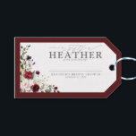 Elegant Burgundy Floral Bridal Shower No Wrap Gift Tags<br><div class="desc">Enclose this gift tag with your invitations for you guests to attach to their gifts. Designed to match my bestselling Elegant Burgundy Watercolor Floral Bridal Shower Suite, this No Wrap gift tag features a bouquet of burgundy and pale pink flowers and botanical greenery, bordered in a rich burgundy red. The...</div>