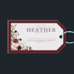 Elegant Burgundy Floral Bridal Shower No Wrap Gift Tags<br><div class="desc">Enclose this gift tag with your invitations for you guests to attach to their gifts. Designed to match my bestselling Elegant Burgundy Watercolor Floral Bridal Shower Suite, this No Wrap gift tag features a bouquet of burgundy and pale pink flowers and botanical greenery, bordered in a rich burgundy red. The...</div>