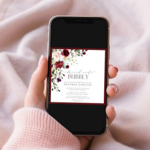 Elegant Burgundy Floral Brunch & Bubbly Shower Invitation