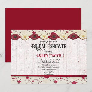 Elegant Burgundy Floral Frame Summer Bridal Shower Invitation