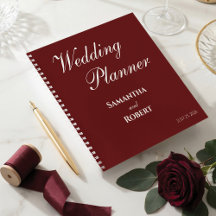 Elegant Burgundy Floral Line Art Wedding Planner
