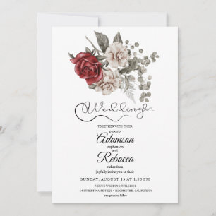 Elegant Burgundy Floral Rustic Wedding Invitation