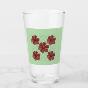 Elegant Burgundy Floral & Sage Green Lattice Patte Glass