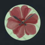 Elegant Burgundy Floral & Sage Green Lattice Patte Round Clock<br><div class="desc">Add timeless, vintage charm to your life with this elegant floral lattice pattern. The design showcases beautifully shaded, painterly burgundy flowers set against a crisp, sage green diamond trellis background. Blending organic botanical art with clean geometric lines, this pattern is a perfect fit for Grandmillennial, Cottagecore, and home decor. It...</div>