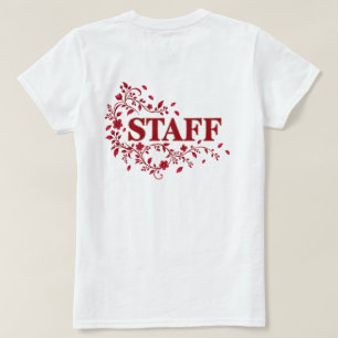 Elegant Burgundy Floral STAFF Event Team Design T-Shirt