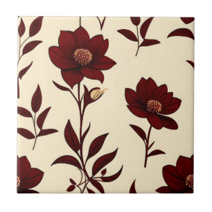 Elegant Burgundy Floral Tile