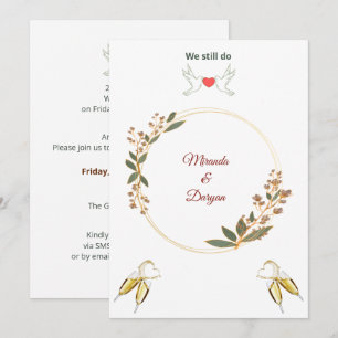 Elegant Burgundy Floral Wedding Anniversary Invitation