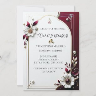 Elegant Burgundy Floral Wedding Invitation