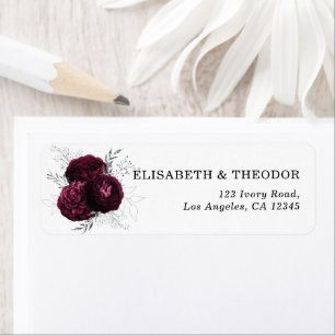 Elegant Burgundy Floral Wedding Label