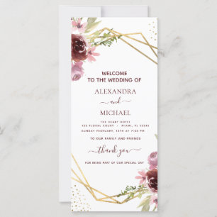 Elegant Burgundy Floral Wedding Program